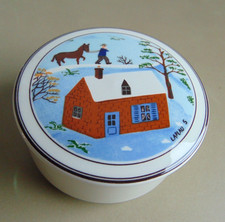 Villeroy & Boch boîte couverte bonbonnière porcelaine décor naïf signé LAPLAU