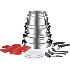 TEFAL Set 20 Pcs INGENIO Emotion Induction L897SK04 Casserole Poêle Inox Poignée