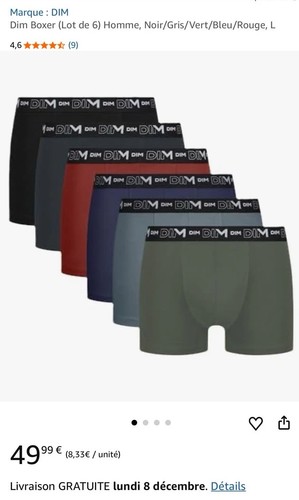 Dim lot boxer - 6, neuf