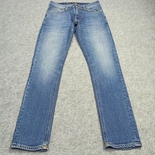 Nudie Lean-Dean Jeans Hommes W29 L30 Bleu Pale-Favorite Slim Stretch Zippé 29x30