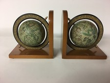 Paire de serre-livres Globe terrestre / Mappe monde . déco bureau bibliothèque