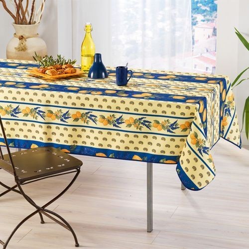 Nappe citron lavande bleu - 2m, /