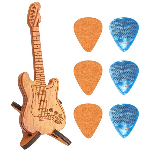 Wooden guitar pick holder with - guitar,