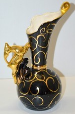 *JOLI VASE CERAMIQUE signée BEQUET jolie prise de main  ANTILOPE Dorée 1950 déco