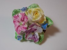 Britannique Vintage Crown Staffordshire OS Chine Pensée Violet Rose Broche Fleur