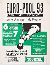  Affiche Billard 1993 EURO POOL 93 L'Orient - France