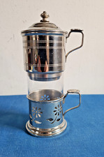 CAFETIERE FILTRE INDIVIDUELLE DITE VIETNAMIENE AVEC SON VERRE DANS SON SUPPORT