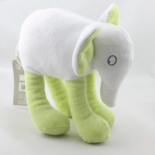 Doudou éléphant blanc vert