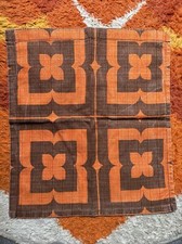 RARE Tissu VINTAGE 70'S 58cm x50cm Orange Géométrique Space Age Prisunic