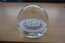 ancienne boule sulfure presse papier décor Millefiori ,  CLICHY ?, SAINT LOUIS ?