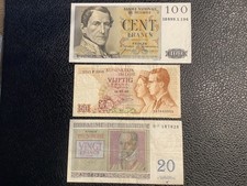 3 Billets De Banque Belge : 100 F, 50 F et 20 Francs