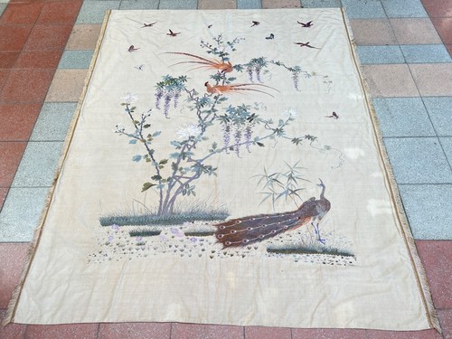 Tissu ancien soie - soie, broderie