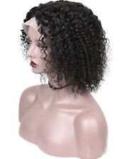 Perruque Naturelle Cheveux Humain Noir Bouclé Dentelle 13x6 Lace Front 10 POUCES