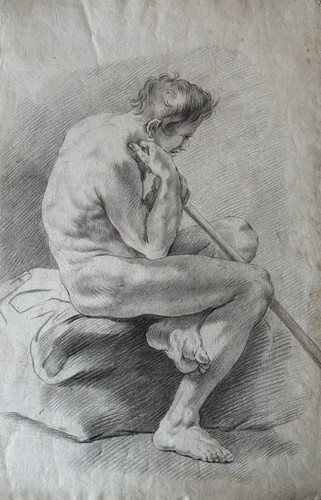 Dessin ancien crayon noir - dessin,