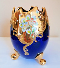 Vase oeuf murano décor - oeuf, fleurs