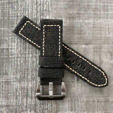 24mm Noir Toile Bracelet Montre Pour Officine Panerai Marina Lumineux Pam