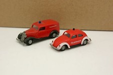 Praline 1/87 HO - Lot de 2 VW Coccinelle + Mercedes 170v Pompiers Feuerwehr