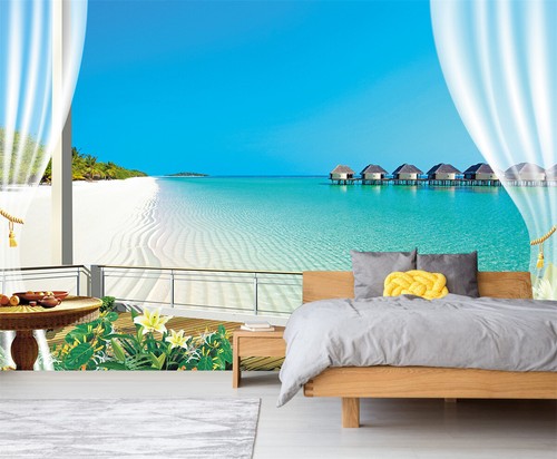 Window balcony beach - 3d,
