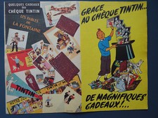 RARE PUBLICITE PUB ANCIENNE POUR LE CHEQUE TINTIN CADEAUX IMPRIMERIE CHAIX 1956