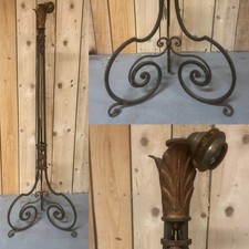 Lampadaire Pied de Lampe Art Deco Design Moderniste Ancien Fer Forgé Vintage