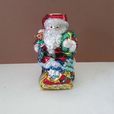 Mercury Glass Christmas Santa Claus Tealight Candle Holder 6 3/4” Traditions