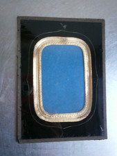 Petit Cadre photo ancien 19°s décor Verre peint Papier doré vue 5x8 N°3