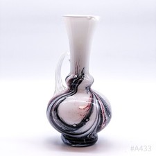 Vintage Verre D'Art Vase Avec Henkel & Déroulement, Soufflé à la Main 28,5 CM