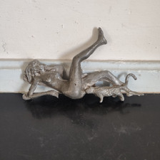 Sculpture érotique en métal - Femme Nue & Chat