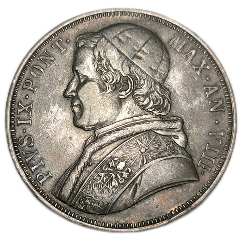 Pie scudo 1853 rome - ix,,