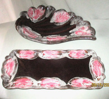 DUO CERAMIQUE  VALLAURIS COUPE CORBEILLE A FRUITS+ PLAT A CAKE OU BUCHE -VINTAGE