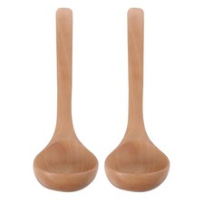  Lot de 2 cuillères en bois : louches à soupe en bois pour manger - Service en