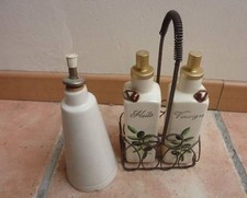 Lot deco de cuisine porte huile vinaigre panier