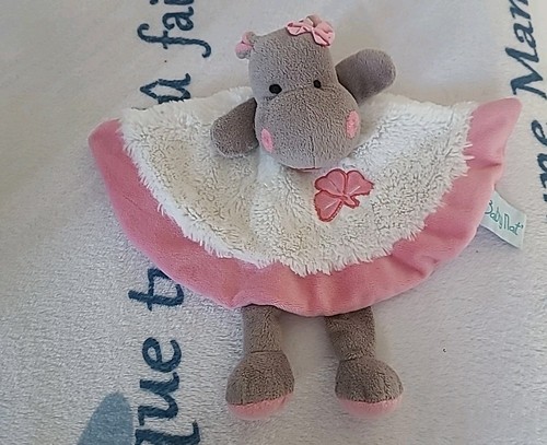 Doudou plat hippopotame - hippopotame, gris