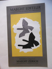 BRAQUE Georges Affiche originale litho 1973 Oiseau Zurich