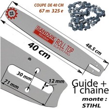 guide tronçonneuse coupe 40 cm monte STIHL 260 024 026 + 1chaine 67maillons 325 