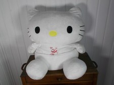 Géante PELUCHE HELLO KITTY SANRIO assis environ 46cm tee-shirt BLANC