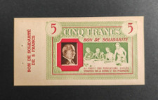 SUPERBE BILLET FRANCE - BON DE SOLIDARITÉ - 5 FRANCS OCCUPATION