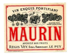 étiquette Vin exquis fortifiant Maurin apéritif aux fruits Régis Vey Le Puy