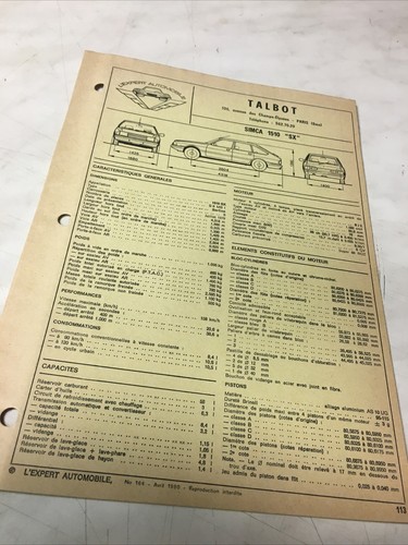 Fiche technique automobile