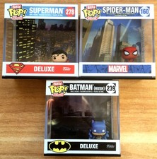LOT 3 FIGURINES FUNKO POP BITTY DELUXE SUPERMAN 278 SPIDER-MAN 160 BATMAN 239