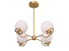 Lustre plafonnier Stilnovo 4 lumières moderne pendentif globe incurvé