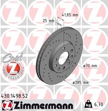 2 x ZIMMERMANN 430.1498.52 Disque de frein pour BAIC,FIAT,OPEL,SAAB,VAUXHALL