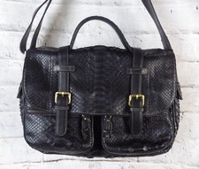 Sac à main SILVANO BIAGINI noir vrai python bandoulière réglable neuf avec étiquette 