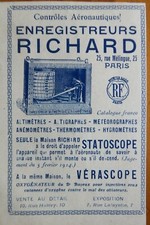 1925 PUB JULES RICHARD BAROMETRE BAROGRAPHE VERASCOPE STATOSCOPE ALTIMETRE AD