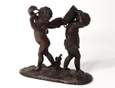 Sculpture bronze Amours musiciens chérubins tambour Clodion XIXème siècle