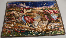 grande Tapisserie murale Perse soie laine Scène orientale mille et une nuits