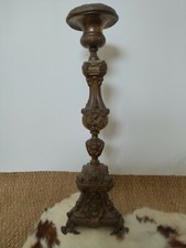 Tall Antique 19th century Embossed Copper Church Lithurgic Big Candle Holder