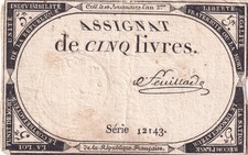 5 Livres - 10 Brumaire An II (31.10.1793) - Sign. Feuillade - Série 12143