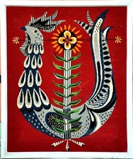 Canevas moderniste années 60 , l'oiseau lyre (Lurçat, Picard le doux,Michel Ray)