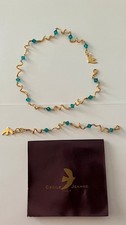 Parure collier et bracelet Cécile Jeanne doré cristaux Swarovski bleu turquoise